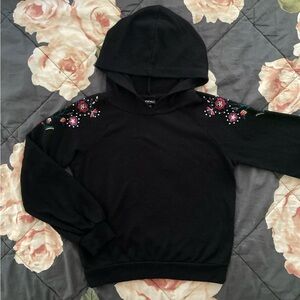 Kids Black Floral Hoodie